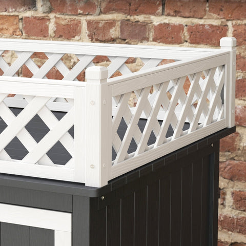 Rootz Cat Cave - Cozy Feline House - Pet Hideaway - Elevated Design - Fir Wood - Versatile Litter Box Cover - 67.5L x 63W x 68.5H cm