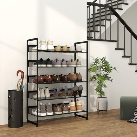Rootz 5-laags schoenenrek - Schoenenorganizer - Schoenenopslag - Maximaliseert de ruimte - Zorgt voor versheid - Verhoogt de veiligheid - 72 cm x 30 cm x 102 cm - Stalen frame