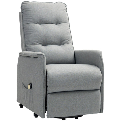 Rootz Recliner Armchair - Electrical Relaxation Chair - Grey Standing Aid - Remote Control - Luxurious Comfort - 68cm x 88cm x 104cm