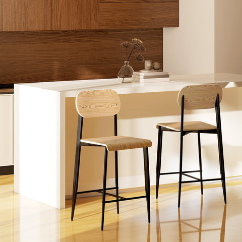 Rootz 2 Piece Set Bar Stools - Bar Chairs - High Chairs - Modern Elegance - 43cm x 55cm x 103cm