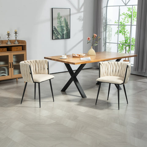 Rootz 2 Piece Set Luxury Velvet Dining Chairs - Upholstered Chairs - Handwoven Chairs - Exceptional Comfort - 57cm x 50cm x 72cm