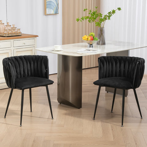 Rootz 2 Piece Modern Velvet Dining Chairs - Luxury Dining Room Seats - Elegant Velvet Chairs - Comfort & Style - 57cm x 50cm x 72cm