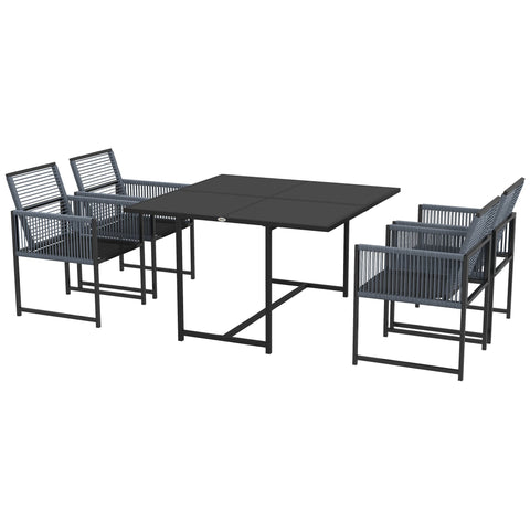 Rootz 5-Part Garden Furniture Set - Garden Seat Group - Outdoor Dining Group - Weather-Resistant - 120cm x 120cm x 72cm - 4 Chairs & Table