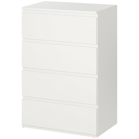 Rootz Dresser - Chest Of Drawers - Sideboard - Drawer Chest - High Gloss - 4 Drawers - White - 55 Cm X 33 Cm X 80 Cm