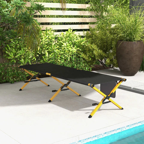 Rootz Sun Lounger Beach - Lounger Garden - Lounger Folding - Weather Resistant - UV-resistant - Waterproof - Aluminum Frame - Oxford Fabric - Black - 196l X 64w X 45h Cm