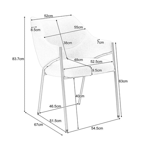 Rootz Sherpa Dining Chair - Dressing Chair - Lounge Chair - Luxurious Comfort - 54.5L x 67W x 83.7H cm