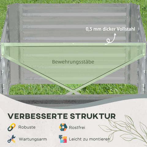 Rootz Plant Pot Raised Flower Bed - Handy Garden Planter - Steel - Long-lasting - 180cm x 90cm x 59cm - Indoor/Outdoor Use
