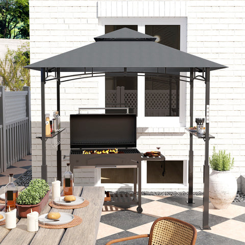 Rootz Grill Pavilion - Garden Grill Tent - BBQ Shelter - Perfect Air Circulation - 243L x 148B x 248H cm - LED Lighting & Spice Shelves
