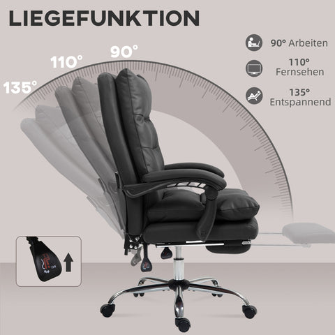 Rootz Office Chair - Ergonomic Executive Chair - Massage & Heated Chair - Superior Comfort - 65cm x 72cm x 109-117cm - Black Synthetic Leather
