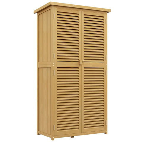 Rootz Garden Cabinet - Tool Shed - Outdoor Storage - Weatherproof - 87cm x 46.5cm x 160cm - Pine Wood - Bitumen Roof