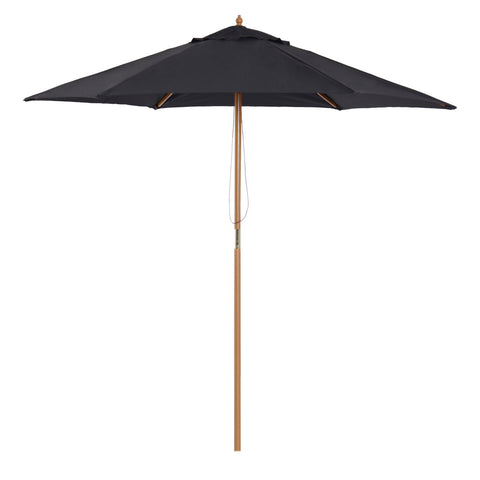 Rootz Large Garden Sunshade - Parasol - Balcony Screen - Optimal Sun Protection - Ø 2.5 x 2.3h m - Bamboo Wood, Black