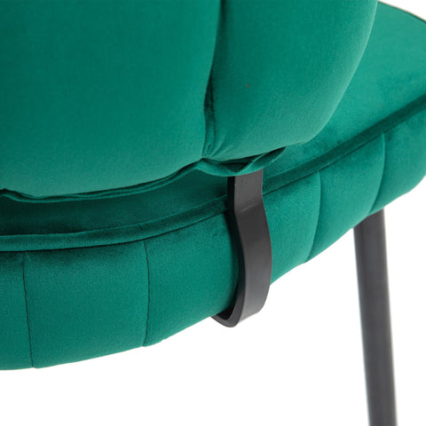 Rootz 2 Piece Set Velvet Dining Chairs - Round Backrest - Upholstered Chairs - Emerald - 58L x 56W x 78H cm - Durable Metal Legs