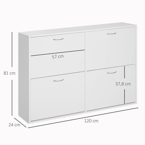 Rootz Schoenenkipperkast - Schoenenopslag - Schoenenorganizer - Hoge capaciteit - Duurzame constructie - Eenvoudig onderhoud - 120 cm x 24 cm x 81 cm