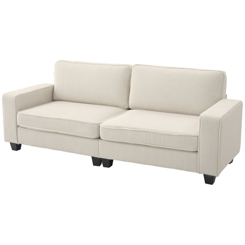 Rootz 3-Seater Sofa - Living Room Couch - White Sofa - Optimal Support - 227 x 84 x 87 cm