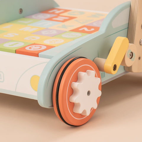 Rootz Houten Loopstoeltjes Duwspeelgoed - Leermiddel voor peuters - Mini-winkelwagentje - Verbetert cognitieve vaardigheden - Verstelbare hoogte en snelheid - Premium massief hout en MDF - 43 cm tot 45,5 cm