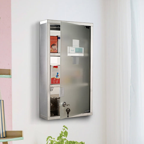 Rootz Medicijnkastje - Veilig opbergen - Stijlvol ontwerp - Essentieel huishoudelijk artikel - Roestbestendig roestvrij staal - 25W x 12D x 48H cm