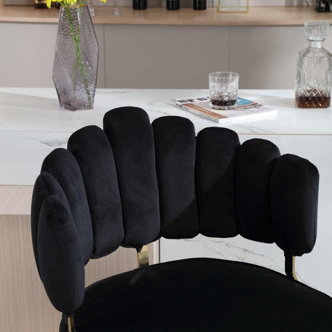 Rootz Adjustable Bar Stools - Retro Seating - Velvet Chairs - Ergonomic Comfort - 48cm x 45.5cm x 92-114cm