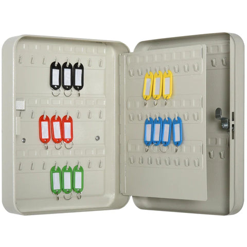 Rootz Key Box - Key Storage - Cold Rolled Steel - Powder Coated Finish - Family - School - Factory - Beige - 30 cm x 24 cm x 7.5 cm