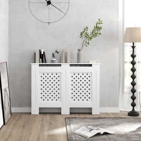 Rootz Radiator Cladding - Cover - Lattice Design - Enhances Home Decor - 112b x 19t x 81.5h cm White