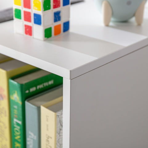 Rootz 2-in-1 Children's Shelf & Bench - Storage Unit - Kid's Organizer - Enhances Room Tidiness - 103cm x 30cm x 62cm - White & Grey