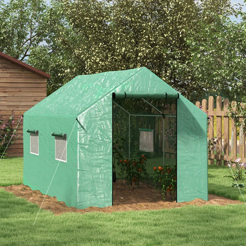 Rootz Tunnel Greenhouse - Walk-in Greenhouse - Roll Up Door and Window - Galvanized Steel Frame - Green - 2x3x2m