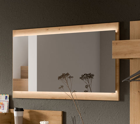 Rootz Mirror - Wall Mirror - LED Vanity Mirror - Adds Style - 60x110x6 cm Artisan Brown Imitation