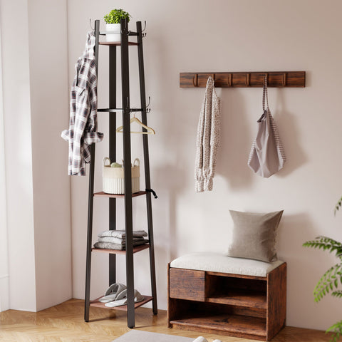 Rootz Wardrobe Stand - Free-Standing Clothes Rack - Industrial Coat Organizer - Space-Saving Design - 34.8cm x 34.8cm x 179cm