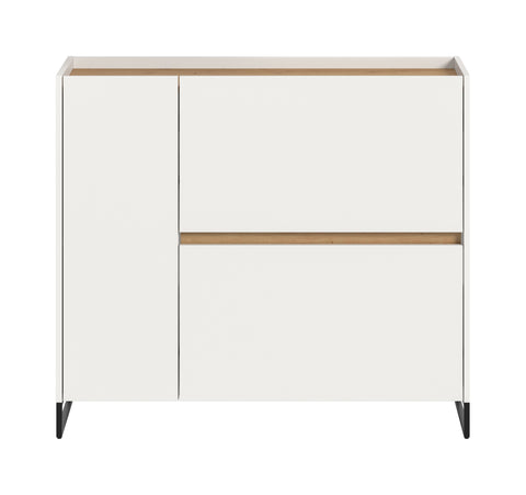 Rootz Shoe Cabinet - Shoe Storage - Shoe Organizer - Quick Installation - 97x110x32cm - White & Artisan Brown