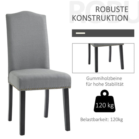 Rootz Dining Chairs Set of 2 - Kitchen Chairs - Upholstered Dining Seats - Elegant Nail Head Moldings - Exceptional Comfort - 47W x 63.5D x 103.5H cm