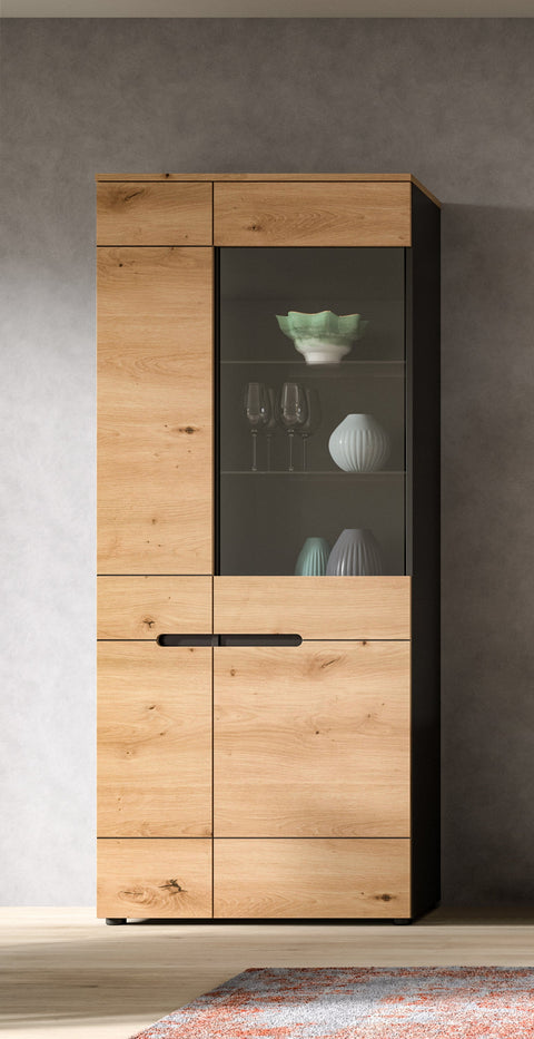 Rootz Display Cabinet - Showcase - Exhibit Case - Stylish Glass Presentation - 190x80x37 cm - Elegant Artisan Replica