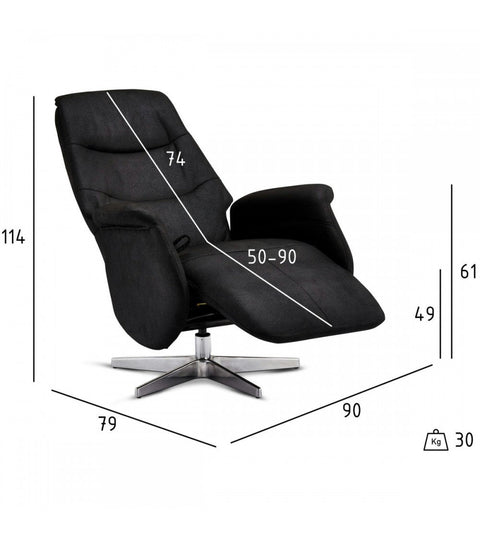 Rootz Armchair - Recliner, Swivel Chair - Comfortable, Durable, Versatile - Polyester Fabric - 90cm x 79cm x 114cm