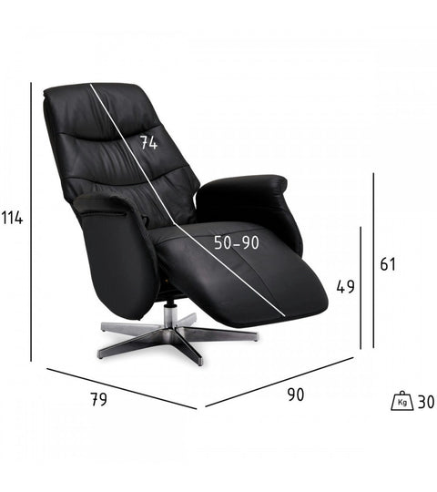 Rootz Armchair - Recliner, Swivel Chair - Leather and PVC - Comfortable, Durable, Adjustable - 90cm x 79cm x 114cm