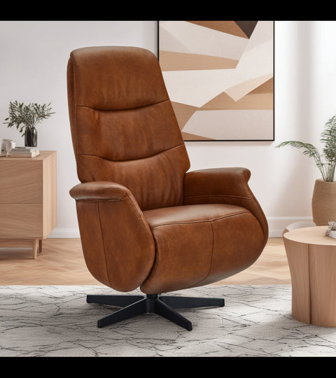 Rootz Armchair - Leather Office Chair - Swivel Recliner - Adjustable Comfort, Sturdy Design, Easy Assembly - 79cm x 90cm x 114cm