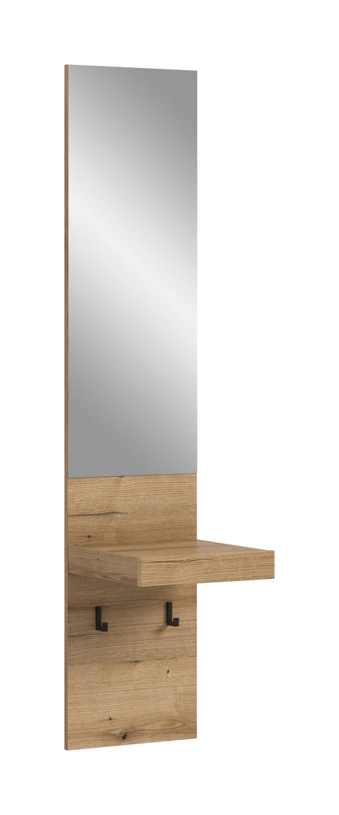 Rootz Wardrobe/Mirror Panel - Coat Rack - Wall Mount Entryway Storage - Easy Installation - 35 x 160 x 37 cm -  Brown Replica