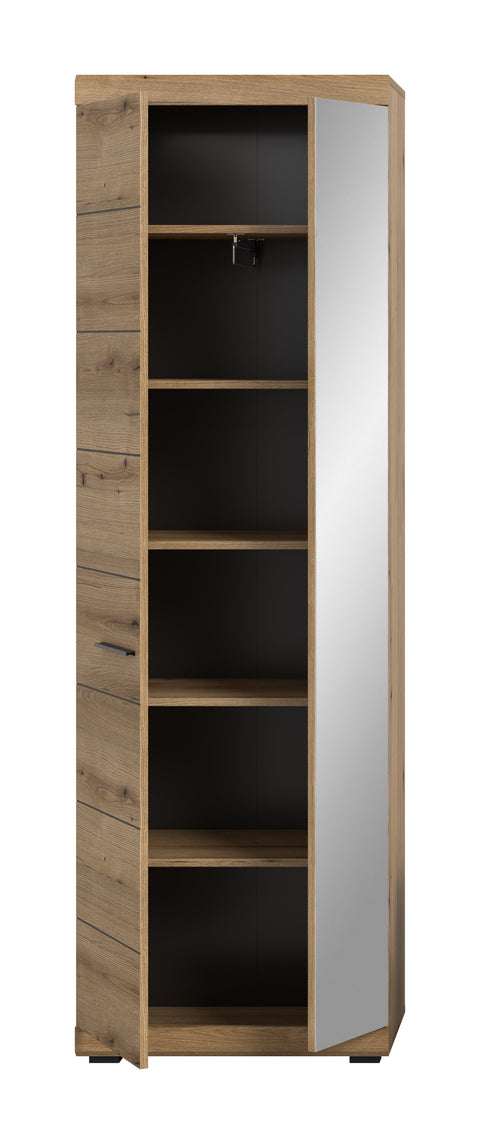 Rootz 62x197x37 cm Wardrobe - Closet - Storage Unit - Ample Space - Brown Finish