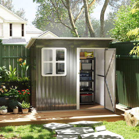Rootz Garden Shed - Garden House - Outdoor Storage - Lockable Steel Structure - 221cm x 133cm x 190cm