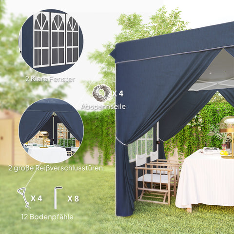 Rootz 2.5m Pop Up Gazebo - Garden Tent - Outdoor Canopy - UPF50+ Protection - 248L x 248W x 270H cm - Includes Side Walls & Carry Bag