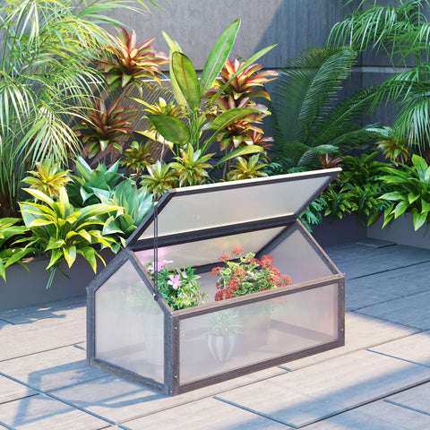 Rootz Mini Greenhouse - Compact Wooden Plant House - Tomato Shelter - Polycarbonate Panels - Ventilation - 90L x 52W x 49.5H cm
