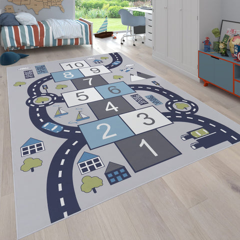 Children’s Play Rug – City Streets Pattern – Soft, Durable & Easy to Clean