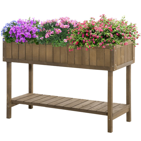 Rootz Raised Bed Planter - Gardening Box - Spruce Wood Planter - 8 Compartments and Irrigation - 110L x 46W x 76H cm