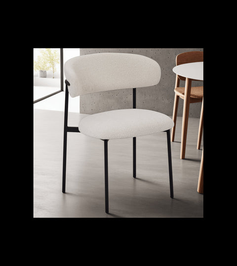 Rootz Dining Chair - Bouclé Chair - Metal Leg Chair - Comfortable, Durable, Easy Maintenance - 55cm x 55cm x 70cm