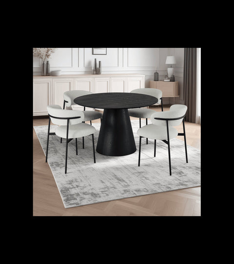 Rootz Dining Chair - Bouclé Chair - Metal Leg Chair - Comfortable, Durable, Easy Maintenance - 55cm x 55cm x 70cm