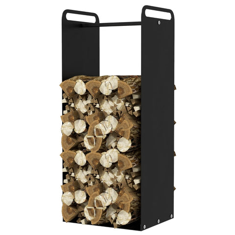 Rootz Black Firewood Rack - Log Holder - Wood Storage - Powder-Coated Steel Frame - Fireplace Organizer - 36cm x 30cm x 90cm