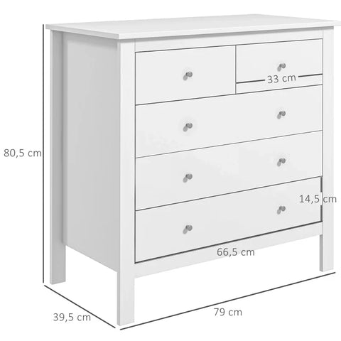 Rootz Chest Of Drawers - Sideboard - Quiet Opening/closing - Anti-tip - Chipboard - White - 79 x 39.5 x 80.5 cm