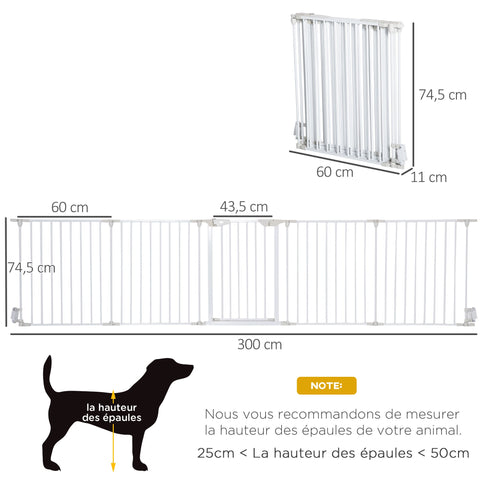 Rootz Modular Folding Dog Park Fence - Pet Safety Gate - Enclosure - Lockable Door - 300L x 74.5H cm Metal PP White