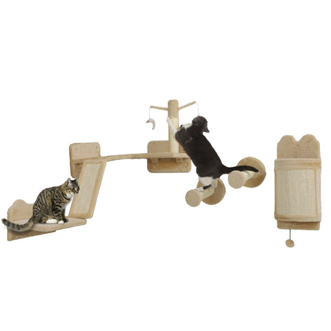 Rootz Cat Wall Shelves - Cat Furniture - Climbing Wall - Space-saving Design - 110cm x 56cm x 73cm - Keeps Cats Active & Happy