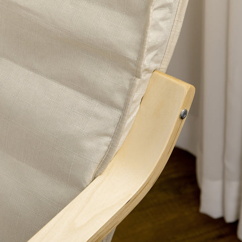 Rootz Deck Chair with Cushion - Recliner - Relaxation Chair - 5-Step Footrest - Birch Wood - 66.5cm x 94cm x 100cm - Supports up to 120kg