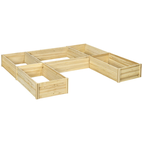 Rootz Modular Flower Bed Set - Raised Planter - Spruce Wood Boxes - Boosts Root Growth - 230l x 230b x 28h cm