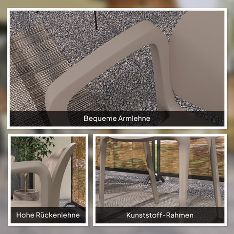 Rootz 4 Piece Set Garden Chairs - Outdoor Furniture - Stacking Armchairs - Weatherproof & UV Resistant - 60x56x75 cm