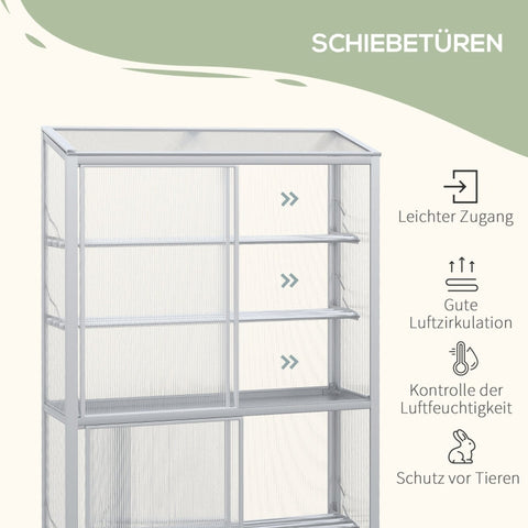 Rootz Greenhouse - Plant Shelter - Garden Conservatory - Extend Growth Period - Protect from Insects and Frost - Adjustable Shelves - 100L x 33W x 162/171H cm - Aluminum Alloy and Polycarbonate
